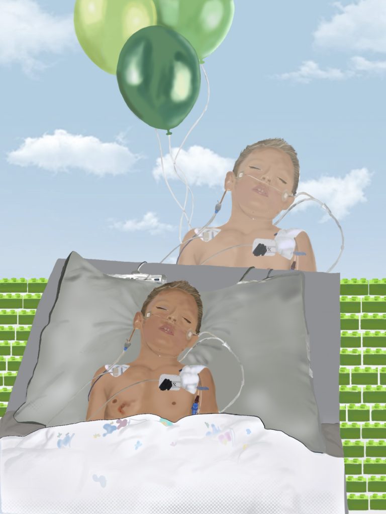 "Before the Air Hit His Brain" by Abigail M. Felsted, Digital Drawing,2020.